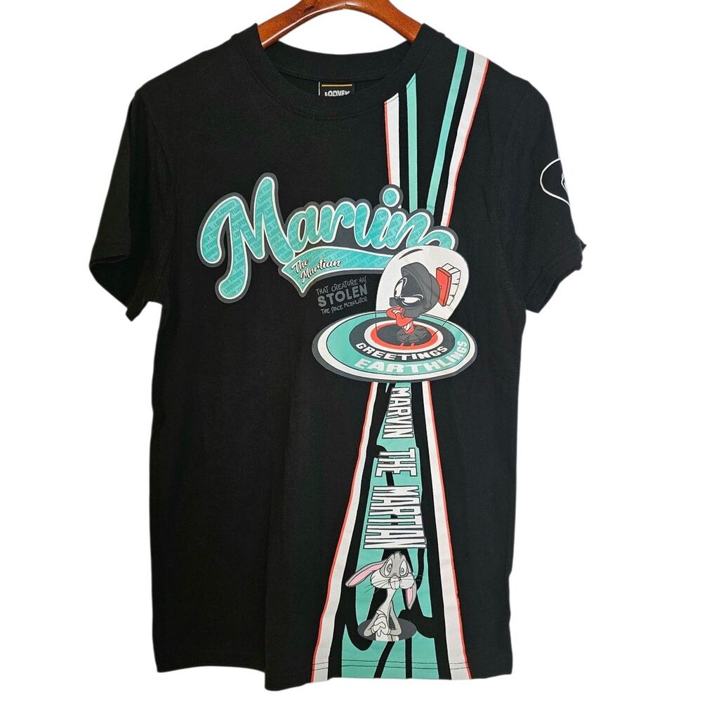 Looney Tunes NWT Black & Green Marvin the Martian Cartoon T-Shirt